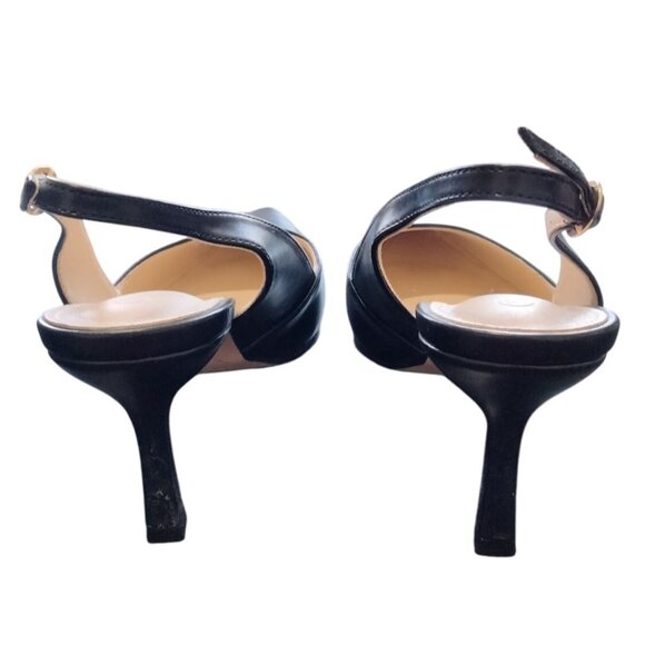 Rilista Size 10 Heels Slingback Kitten Black Pointed Toe Adjustable Strap shoes - Picture 5 of 8